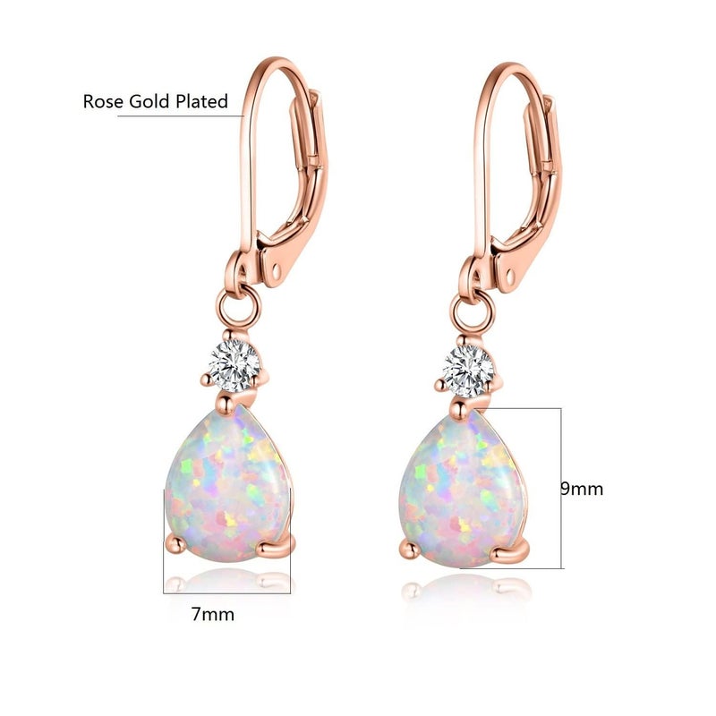 GEMSME Rose Gold Plated Pear Opal Leverback Drop Earrings - Image 3